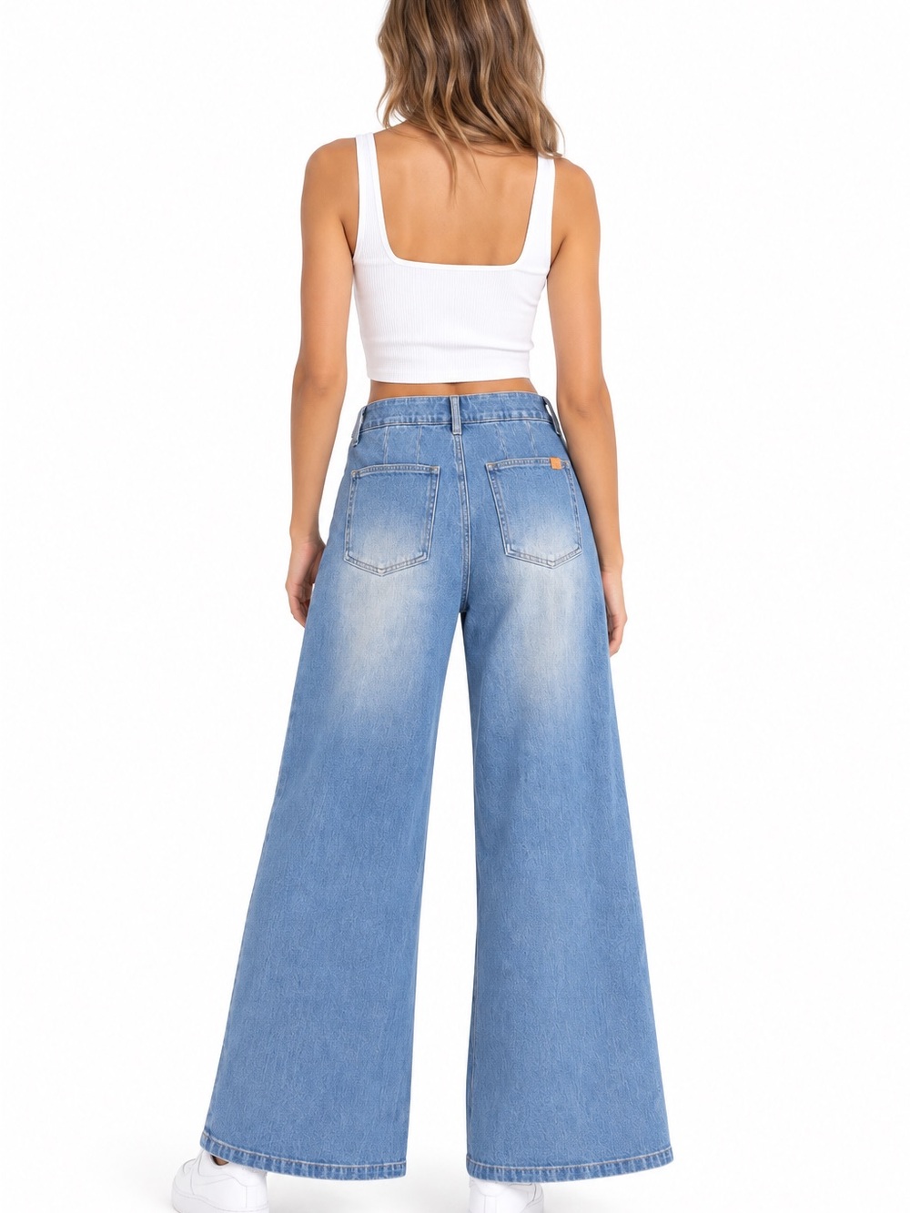 HALARA Light Blue High-Rise Pull On Wide Leg Jeans - Picture 3 of 5